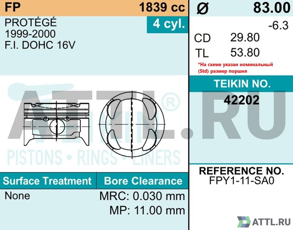 TEIKIN 42202 050 Комплект поршней FP