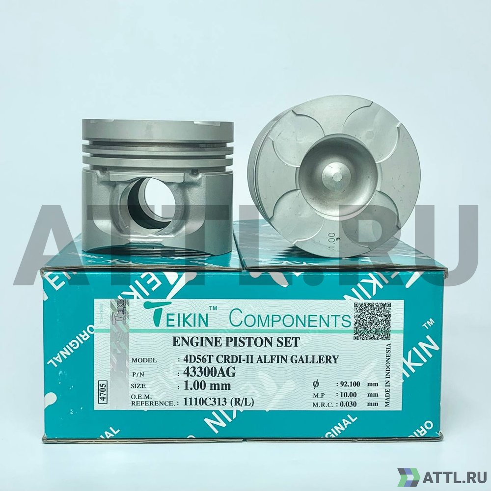 TEIKIN 43300AG 100 Комплект поршней 4D56 CRDI-II усиленный+охлаждение d91,1+1.00 2,5HK-2HK-3