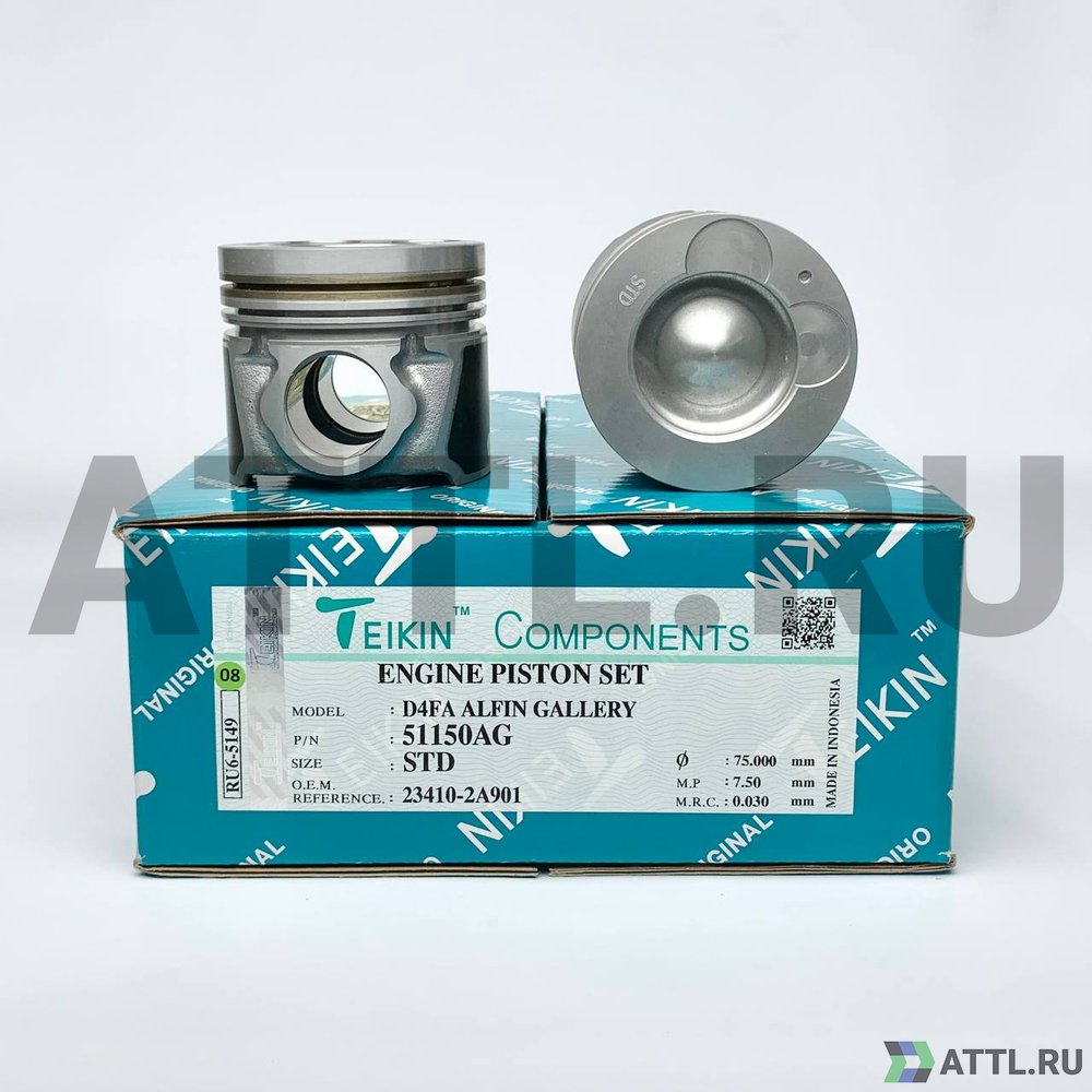 TEIKIN 51150AG std Комплект поршней D4FA усиленный+охлаждение d75 STD 1,75-1,75-3