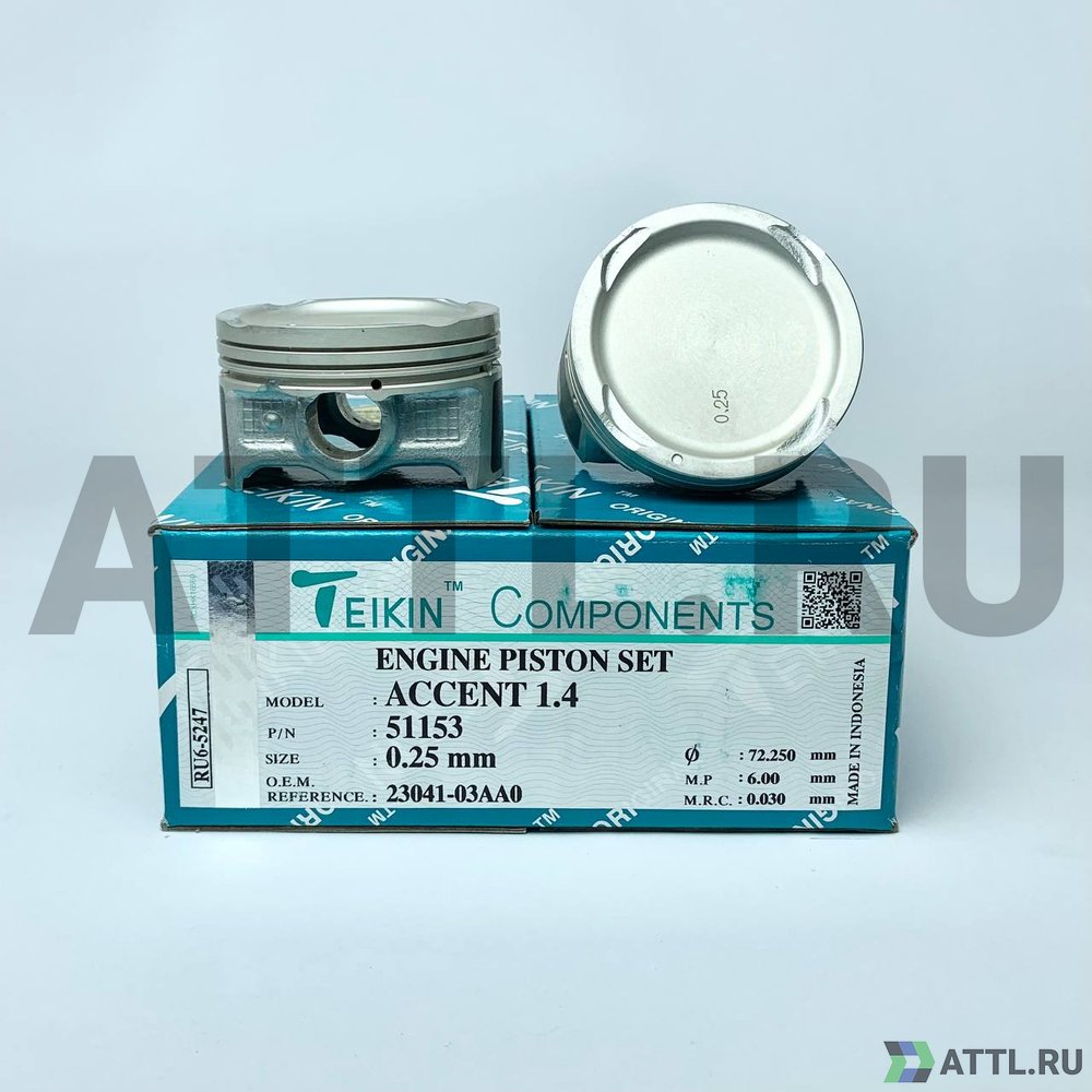 TEIKIN 51153 025 Комплект поршней ACCENT 1.4 d72+0.25 1-1,2-2