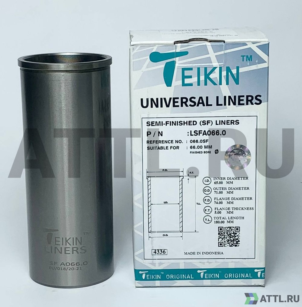 TEIKIN LSFA066.0 Гильза сухая универсальная D=66.00, ID=65.00, OD=71.00, FD=74.00, TL=180.00, FT=5.00