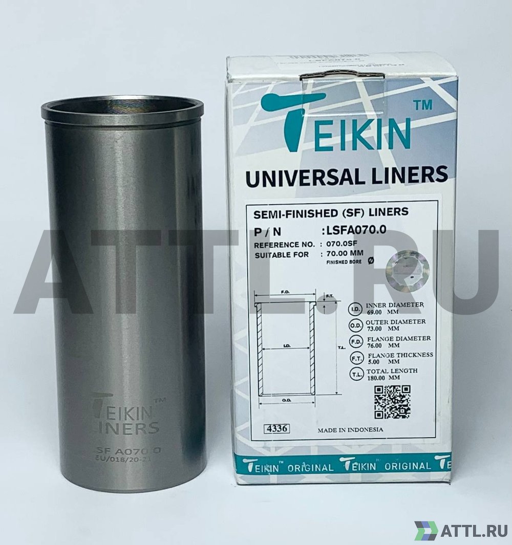 TEIKIN LSFA070.0 Гильза сухая универсальная D=70.00, ID=69.00, OD=73.00, FD=76.00, TL=180.00, FT=5.00