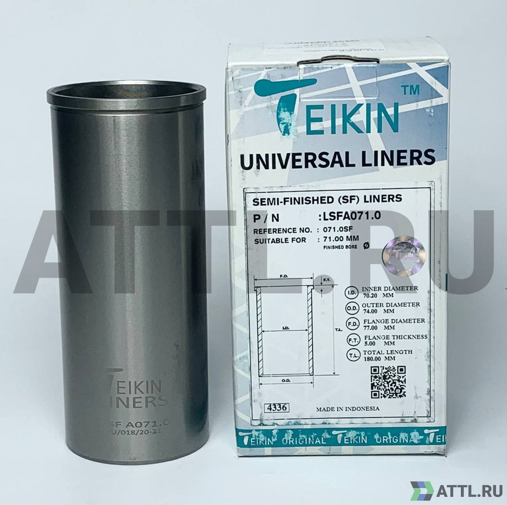 TEIKIN LSFA071.0 Гильза сухая универсальная D=71.00, ID=70.20, OD=74.00, FD=77.00, TL=180.00, FT=5.00