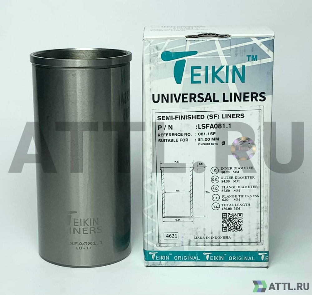 TEIKIN LSFA081.1 Гильза сухая универсальная D=81.00, ID=80.20, OD=84.50, FD=87.50, TL=180.00, FT=6.00