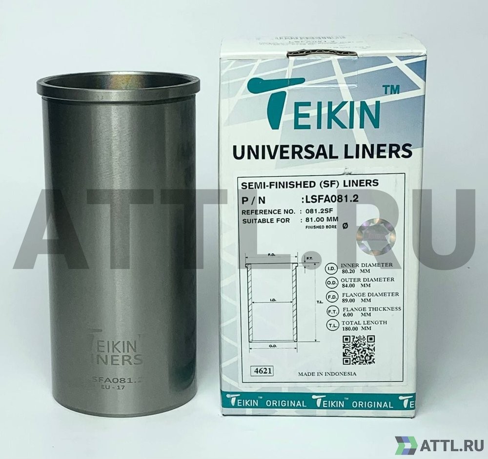 TEIKIN LSFA081.2 Гильза сухая универсальная D=81.00, ID=80.20, OD=84.00, FD=89.00, TL=180.00, FT=6.00