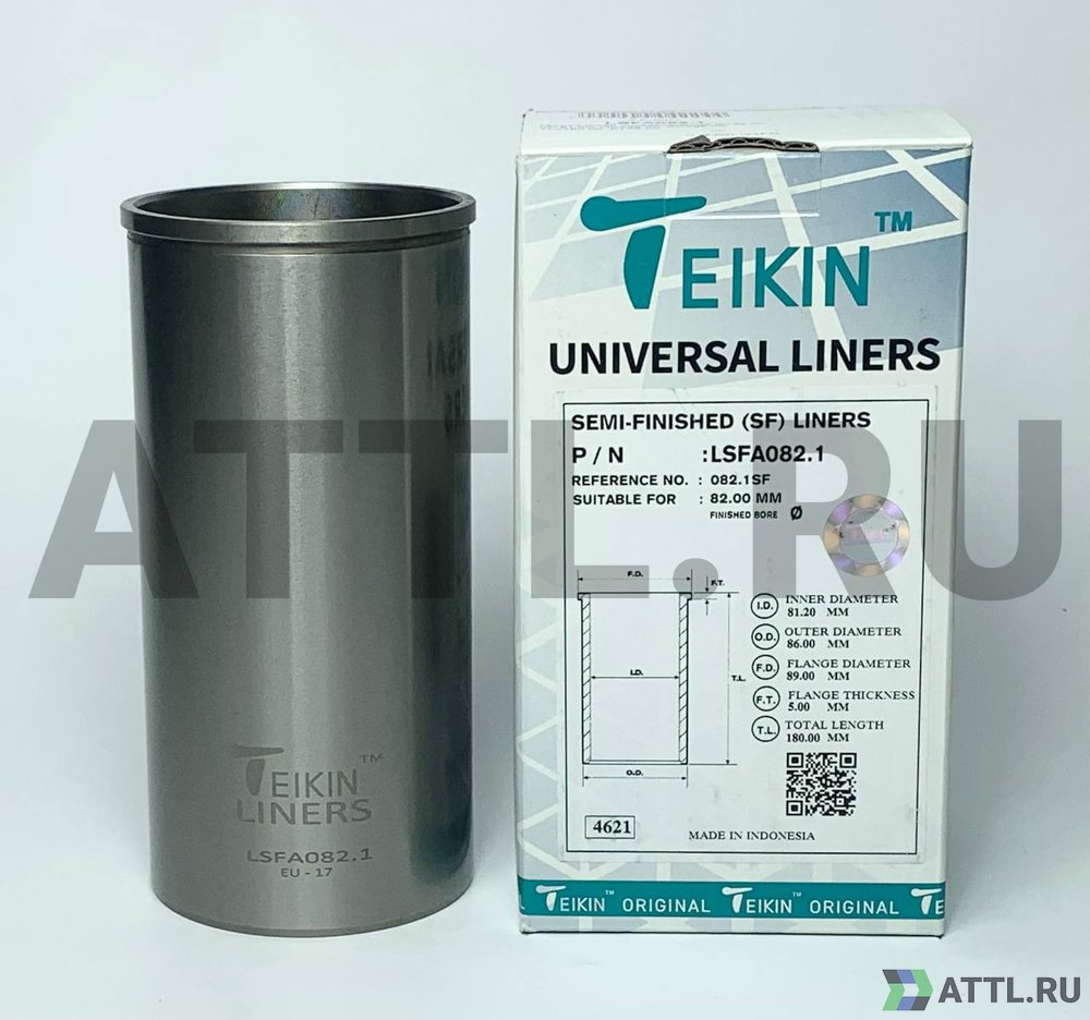 TEIKIN LSFA082.1 Гильза сухая универсальная D=82.00, ID=81.20, OD=86.00, FD=89.00, TL=180.00, FT=5.00