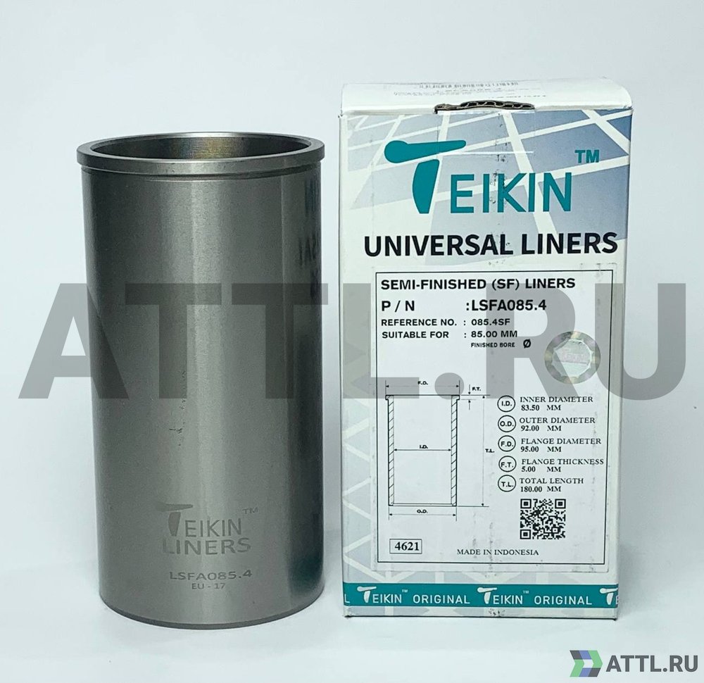 TEIKIN LSFA085.4 Гильза сухая универсальная D=85.00, ID=83.50, OD=92.00, FD=95.00, TL=180.00, FT=5.00