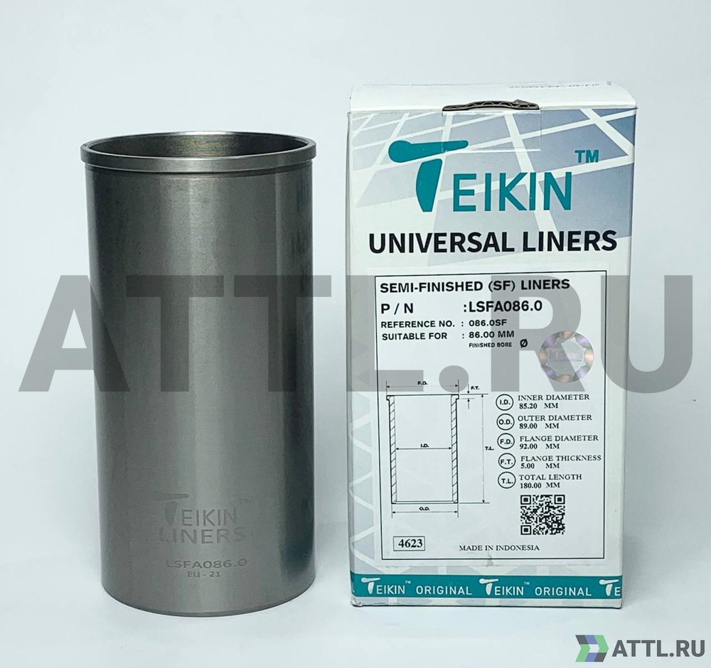 TEIKIN LSFA086.0 Гильза сухая универсальная D=86.00, ID=85.20, OD=89.00, FD=92.00, TL=180.00, FT=5.00