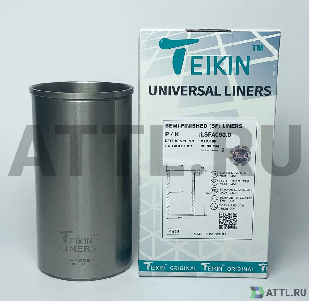 TEIKIN LSFA093.0 Гильза сухая универсальная D=93.00, ID=92.20, OD=96.00, FD=99.00, TL=180.00, FT=5.00