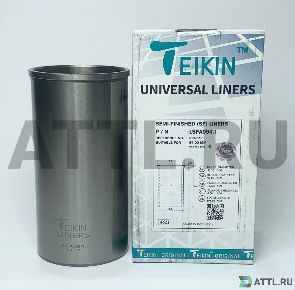 TEIKIN LSFA094.1 Гильза сухая универсальная D=94.00, ID=93.20, OD=99.00, FD=102.50, TL=196.00, FT=6.00