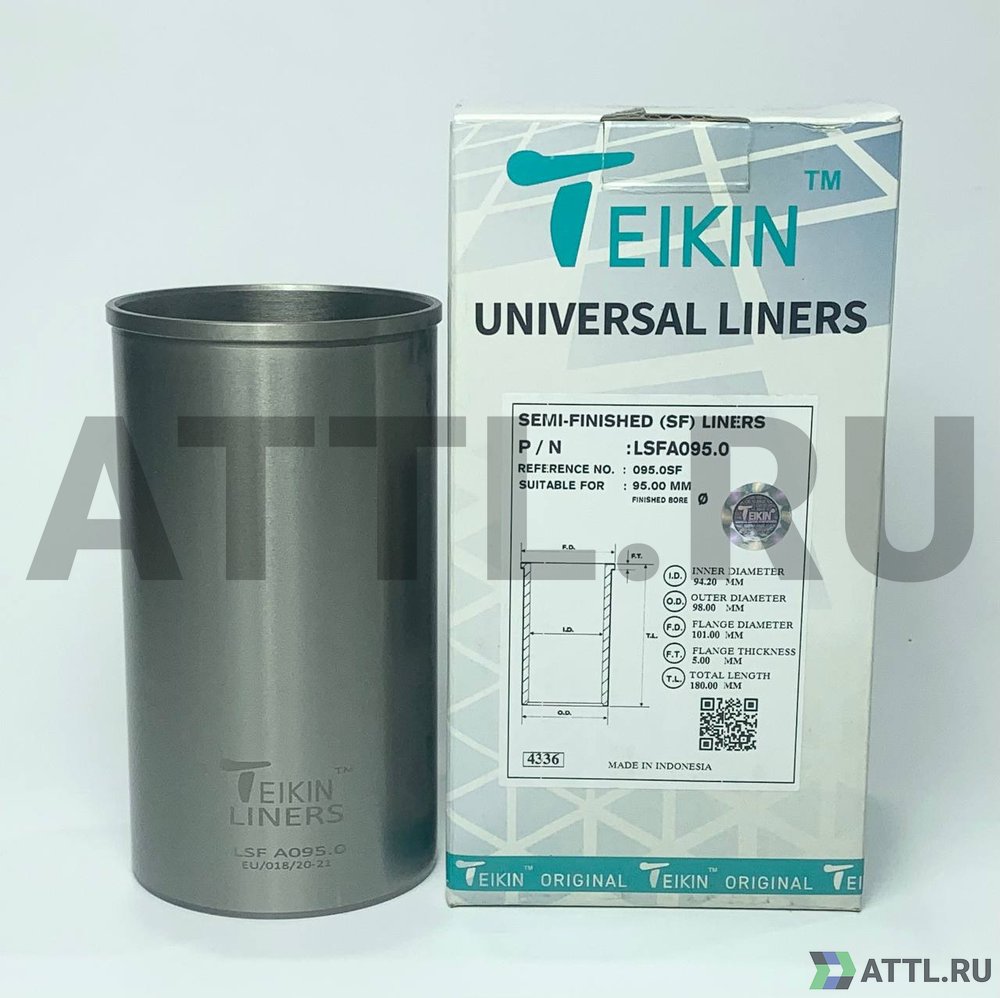 TEIKIN LSFA095.0 Гильза сухая универсальная D=95.00, ID=94.20, OD=98.00, FD=101.00, TL=180.00, FT=5.00