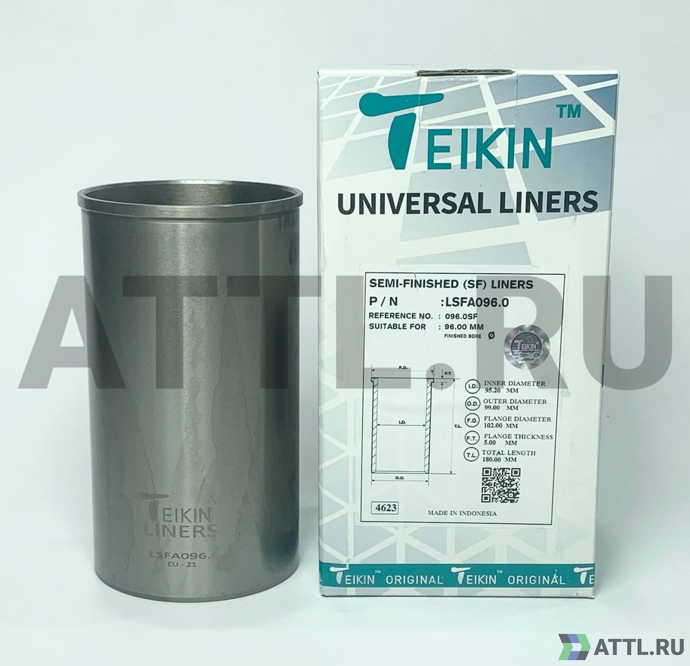 TEIKIN LSFA096.0 Гильза сухая универсальная D=96.00, ID=95.20, OD=99.00, FD=102.00, TL=180.00, FT=5.00