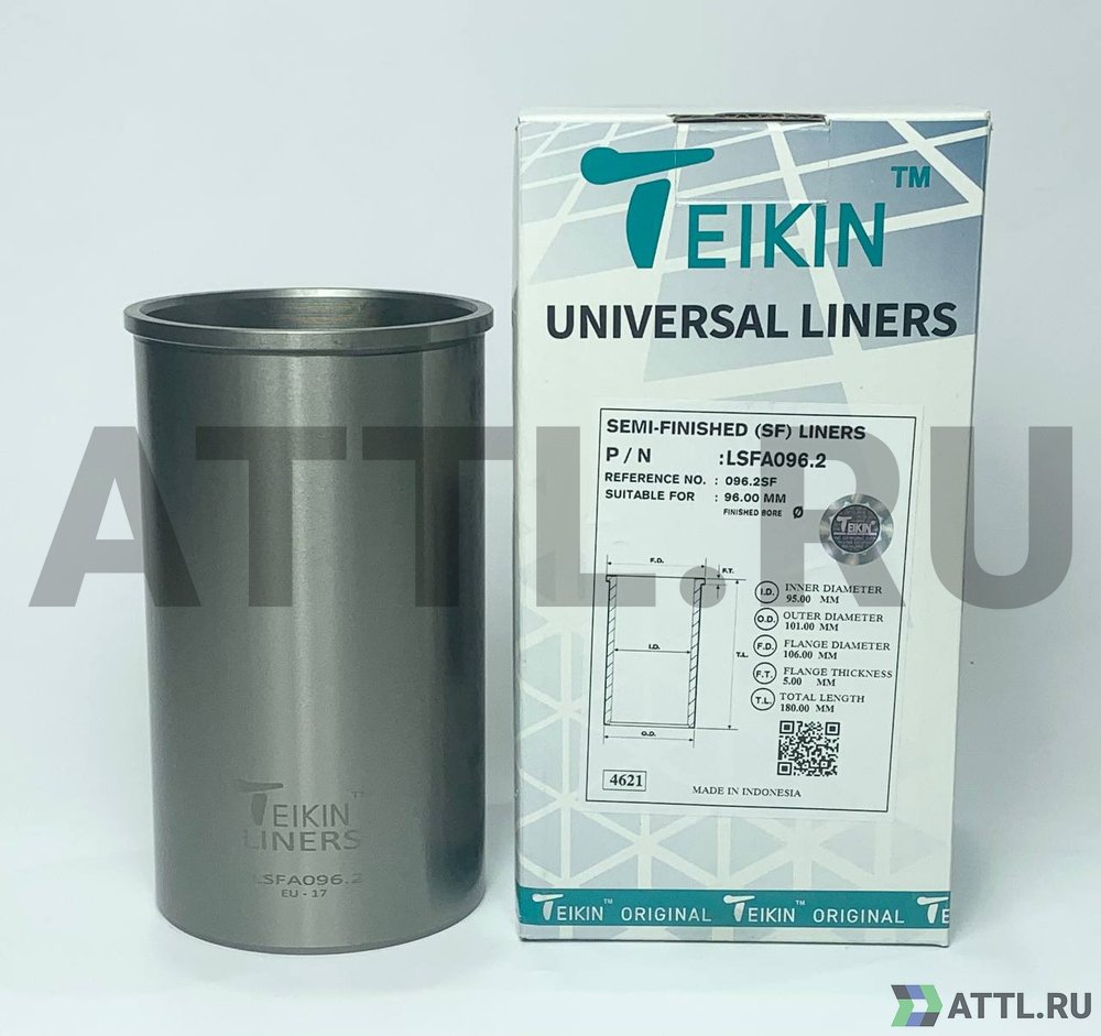 TEIKIN LSFA096.2 Гильза сухая универсальная D=96.00, ID=95.00, OD=101.00, FD=106.00, TL=180.00, FT=5.00