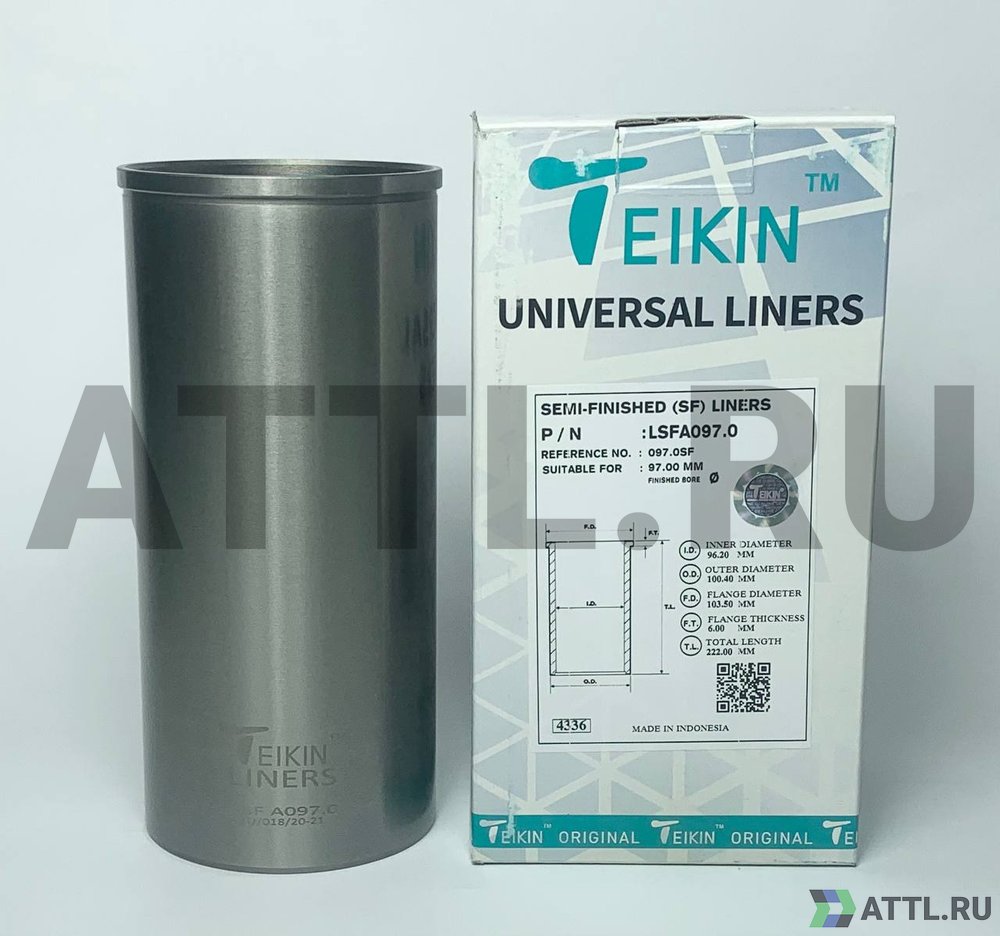 TEIKIN LSFA097.0 Гильза сухая универсальная D=97.00, ID=96.20, OD=100.40, FD=103.50, TL=222.00, FT=6.00