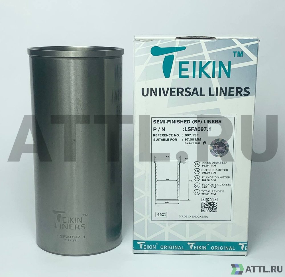 TEIKIN LSFA097.1 Гильза сухая универсальная D=97.00, ID=96.20, OD=101.00, FD=104.00, TL=222.00, FT=6.00