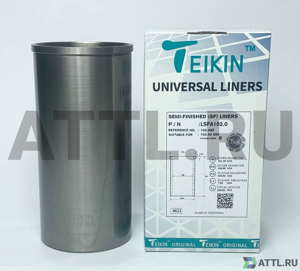 TEIKIN LSFA102.0 Гильза сухая универсальная D=102.00, ID=101.20, OD=106.00, FD=109.50, TL=220.00, FT=7.00