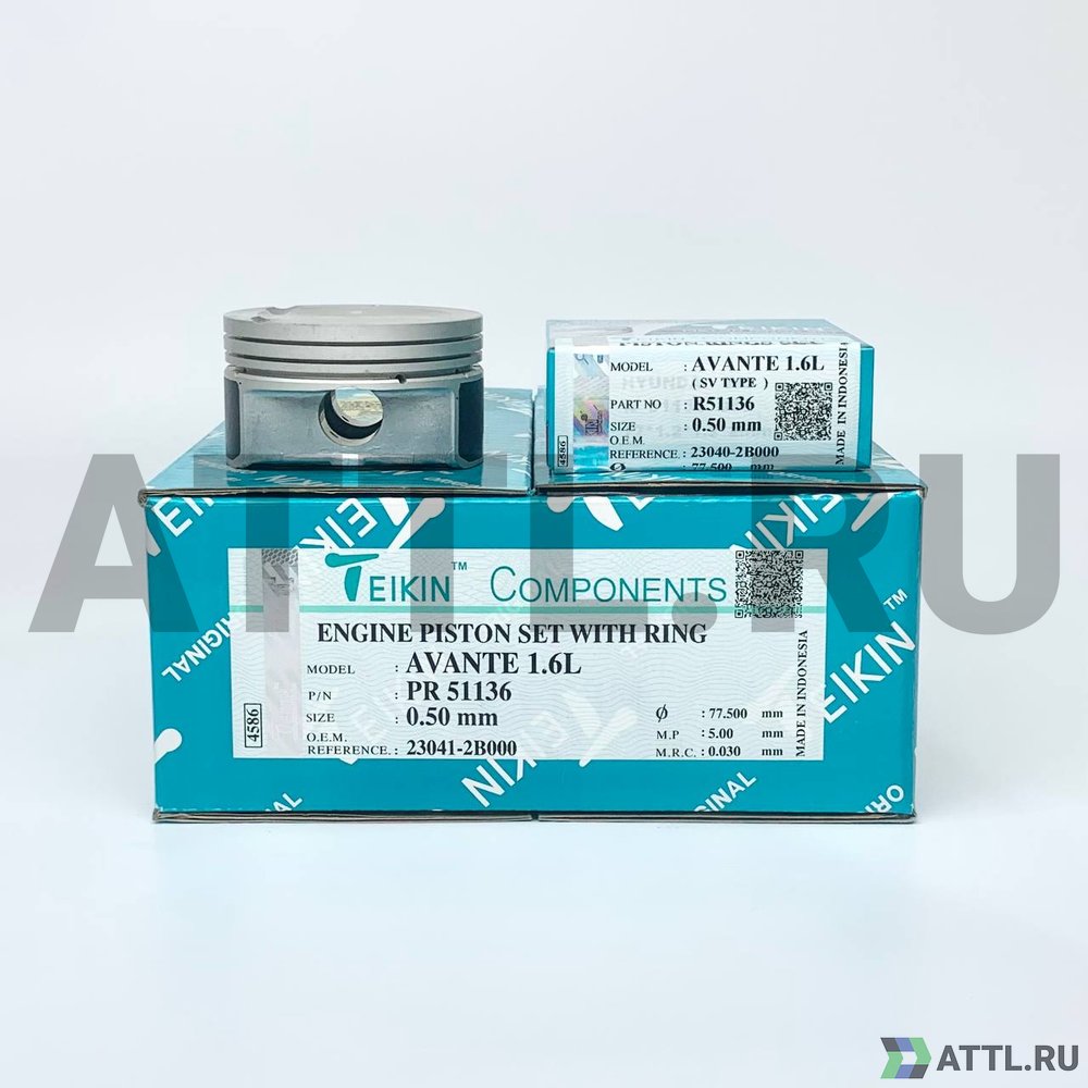 TEIKIN PR 51136 050 Комплект поршней с кольцами G4FC d77+0.50 1,2-1,2-2